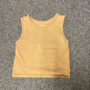 Small tan seamless ribbed tank top/ crop top